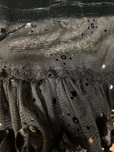 Black velvet dress with sparkle ruffle