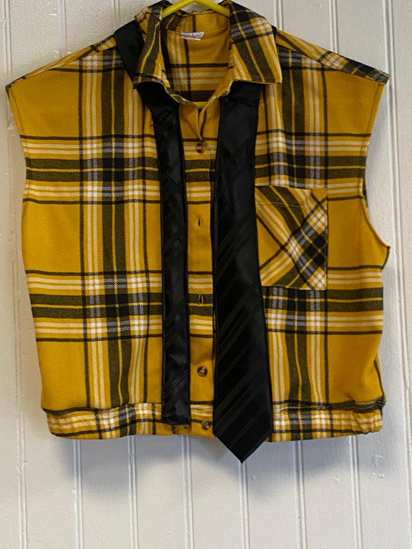 Yellow plaid tie vest