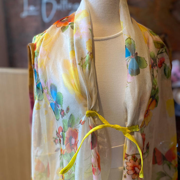 Butterfly and flowered sheer tunic