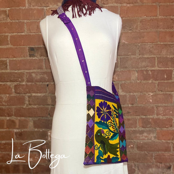 Multi-colored tapestry shoulder bag